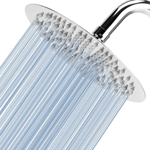 Miniatura 18 de Voolan Cabezal de ducha de lluvia, cabezal de ducha grande de alto flujo hecho de acero inoxidable de metal, cubierta de cuerpo de cascada, soporte