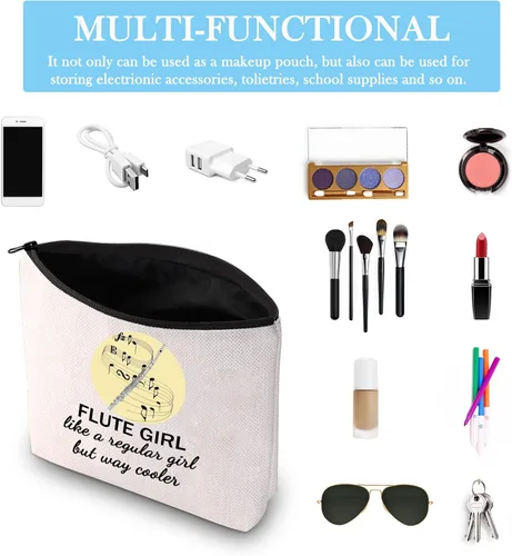 Miniatura 3 de GJTIM Flauta de regalo para amantes de la flauta, banda de marcha, bolsa de maquillaje, bolsa de viaje con cremallera para flautistas