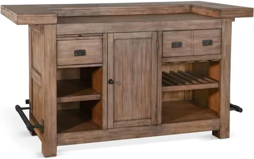 Miniatura 23 de Pemberly Row Unidad de Bar Independiente de Madera Estilo Granja de 78", Estante para Copas de Vino, Gabinetes de Almacenamiento, para Cocina