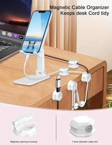 Miniatura 2 de 12 paquetes de clips magnéticos para cables - Soporte para cables - Organizador de cables para escritorio - Organizador de cables magnético, soporte