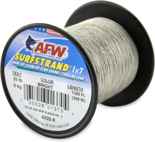 Miniatura 25 de Surfstrand Bare 1x7 Cable Líder de Acero Inoxidable - Línea Líder de Pesca para Agua Salada, 20lb Test - 325lb Test en Brillante, Camuflaje