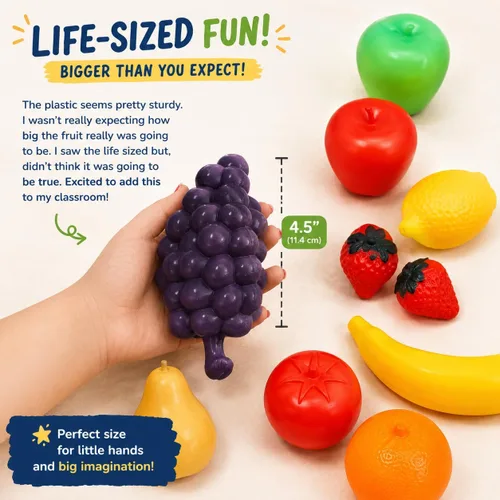 Miniatura 2 de Bolsa de frutas a tamaño real, set de juego para niños, de Liberty Imports