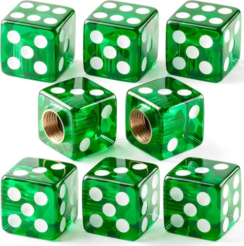 Miniatura 24 de 4 piezas tapones de válvula de neumático en forma de dados, cubiertas universales de válvula de neumático a prueba de polvo con núcleo de cobre