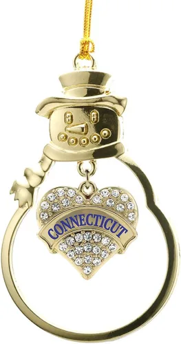 Miniatura 156 de Inspired Silver - Twin #1 - Adorno de Navidad dorado - Adorno de árbol de Navidad con dije de corazón con circonita cúbica - Decoración colgante