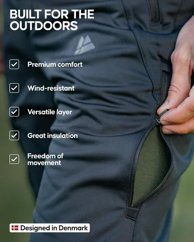Miniatura 3 de DANISH ENDURANCE Pantalones de senderismo Softshell para hombre, repelente al agua, forro polar