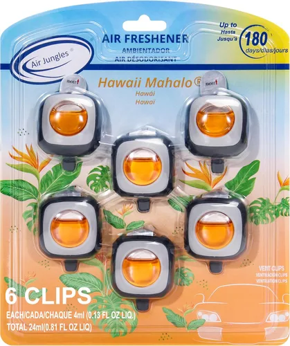 Miniatura 18 de Air Jungles Ambientador de coche con aroma a melocotón miel, 6 clips de ventilación, 0.16 onzas líquidas cada uno, ambientador de larga duración