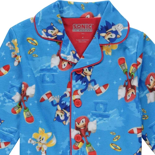 Miniatura 3 de Sonic The Hedgehog Conjunto de pijama para niño, 2 piezas, abrigo de franela para niños, pijamas a juego con botones, pijamas familiares de Navidad