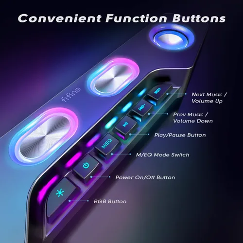 Miniatura 4 de Fifine - Altavoces de PC para computadora de escritorio, altavoces Bluetooth inalámbricos para juegos, transmisión, fiesta, deportes electrónicos