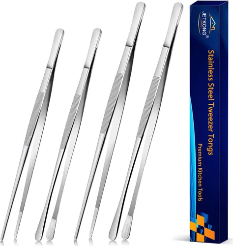 Miniatura 13 de Jetkong 2 pinzas extra grandes de 40 cm, pinzas de cocina extra largas para alimentos, reparación y barbacoa (40 cm, plateado)