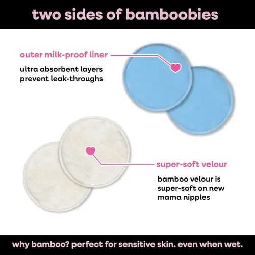 Miniatura 3 de Almohadillas para la lactancia Bamboobies lavables, reutilizables, nocturnas, con refuerzo antifugas, ultra absorbentes (4 unidades)