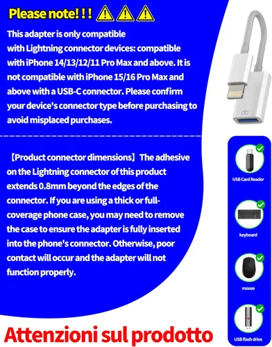 Miniatura 3 de Adaptador Lightning macho a USB hembra, cable OTG de sincronización de datos compatible con iPhone 13 11 12pro Max Mini XR X XS 8 7 SE Plus