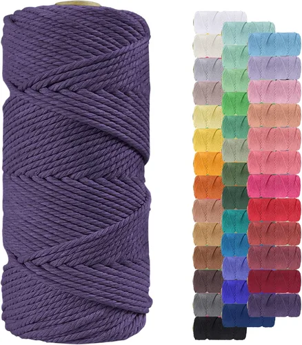 Miniatura 82 de Cuerda de macramé de 0.079 in para 219 yardas, cuerda de algodón natural para manualidades, hilo de cuerda de macramé de colores para colgar