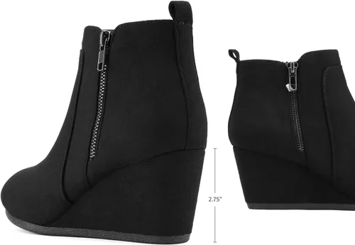 Miniatura 3 de DREAM PAIRS Botines de cuña baja de gamuza para mujer
