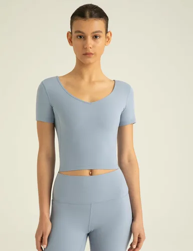 Miniatura 4 de Colorfulkoala Dreamlux - Camisetas de yoga de manga corta con cuello en V para mujer