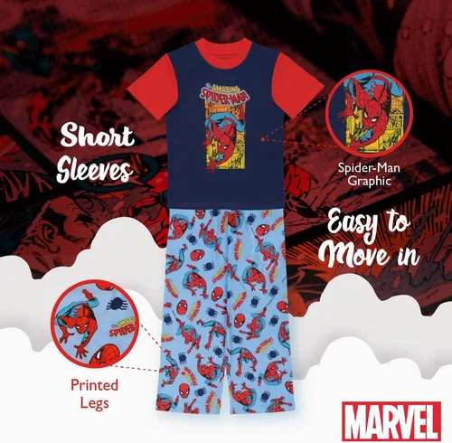 Miniatura 4 de Marvel Conjunto de pijama de ajuste holgado de 3 piezas, suave y lindo para niños