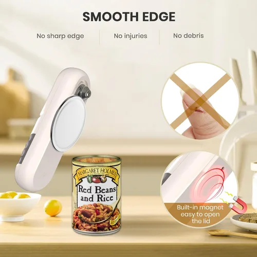 Miniatura 4 de miadore Abrelatas eléctrico para cocina, abrelatas automático recargable con hoja inclinada extraíble, operación de un solo toque, borde liso, imán