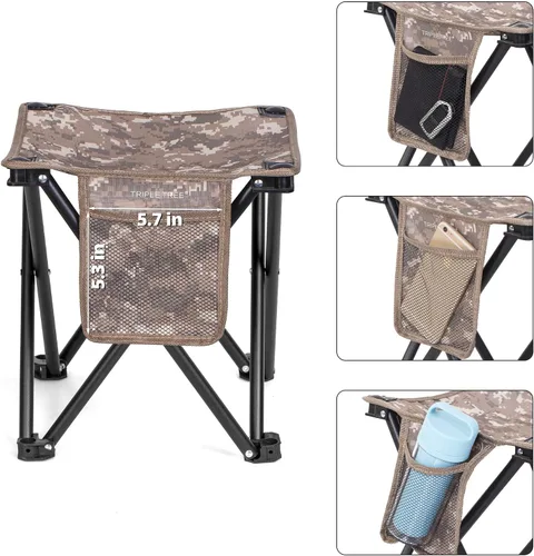 Miniatura 4 de TRIPLE TREE Paquete de 2 taburetes de campamento, 13.8 pulgadas, de camuflaje, portátil, plegable, para caminar al aire libre, senderismo, pesca