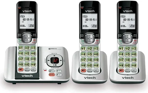 Miniatura 11 de Teléfono Vtech DECT 6.0 con identificador de llamadas / llamada en espera, plata / negro con 2 auriculares inalámbricos, Plateado 2 Teléfonos Plata