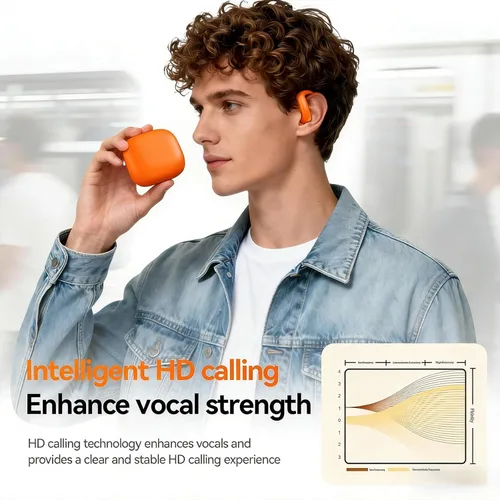 Miniatura 5 de Auriculares inalámbricos de oído abierto Bluetooth 6.0, auriculares deportivos de reproducción de 5 horas con estuche de carga, gancho para colocar