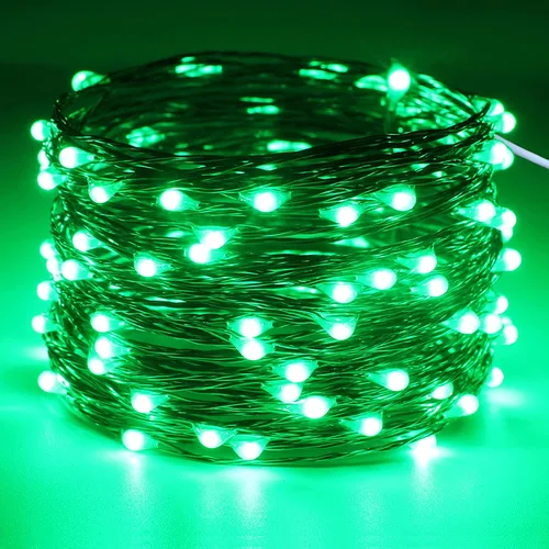 Miniatura 2 de RUICHEN Alambre de cobre de 33 pies, 100 luces LED USB con interruptor de encendido/apagado, verde