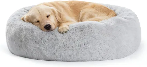 Miniatura 13 de SAVFOX Camas calmantes de felpa para perros, cama de perro de dona para perros pequeños, tamaño mediano, grande y extragrande, cómoda cama para Beige
