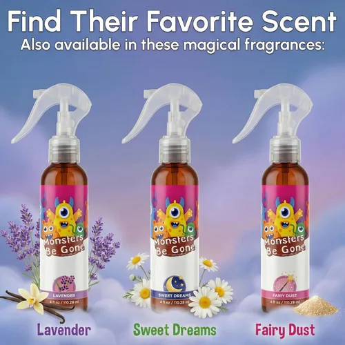 Miniatura 8 de Monsters Be Gone - Spray para cuerpo y lino, neutralizador de olores de lavanda, natural, no tóxico, ambientador de habitación para niños
