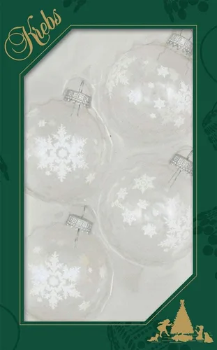 Miniatura 42 de Adornos de árbol de Navidad de vidrio - 67 mm/2.625" [4 piezas] Bolas decoradas de Adornos navideños sin costuras para colgar de Christmas by Krebs