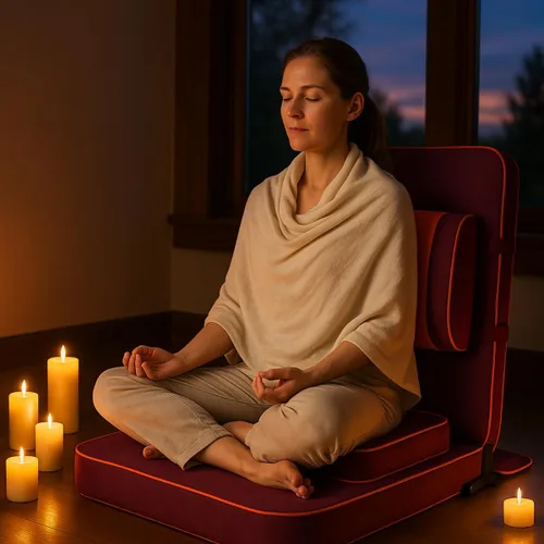 Miniatura 2 de Friends Of Meditation - Silla de meditación extragrande Silla de piso con soporte de respaldo Sillas de yoga para adultos Silla plegable