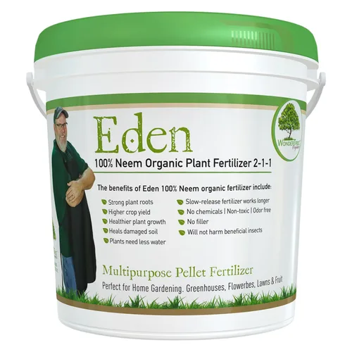Eden - Pastel de neem 100% orgánico, para huerta, árboles frutales, rosas y plantas de interior o exterior, con certificación OMRI (5 libras)