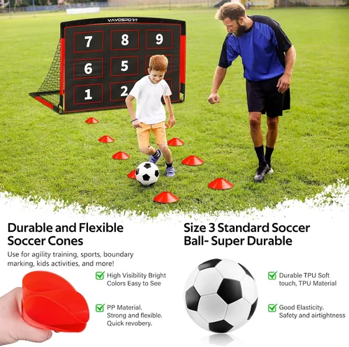 Miniatura 5 de Kids Soccer Goals for Backyard Set, 6×4ft Portable Soccer Goal & Ball Training Equipment with Cones, Target, Youth Toddler Pop Up Soccer Net for