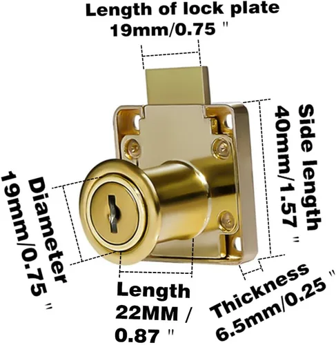 Miniatura 3 de Cerradura de cajón de gabinete, cerradura de buzón, modelo CT-138-22, para la fijación de documentos importantes y cajones