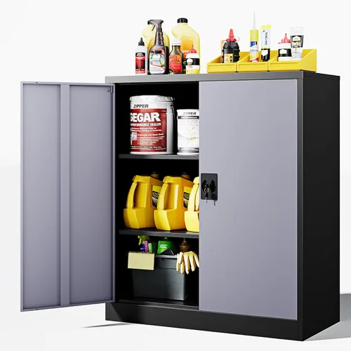 Miniatura 11 de Letaya Armarios de almacenamiento de metal para garaje con puerta con cerradura y estantes ajustables, gabinetes de herramientas de acero