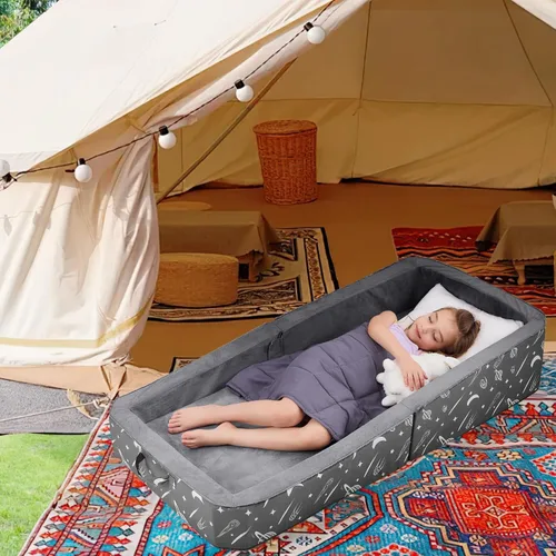 Miniatura 5 de JOYWOO Cama de suelo para niños pequeños, cama de viaje para niños de 3 a 6 años, camas plegables portátiles para niños pequeños, para el hogar