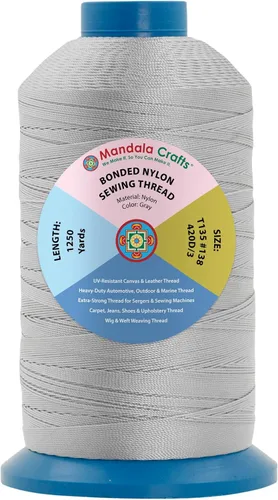 Miniatura 283 de Mandala Crafts - Hilo de nailon para coser cuero, tapicería, mezclilla y para trenzar el pelo; resistente, 1500 yardas, tamaño 69 T70 Marrón