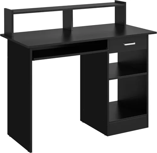 Miniatura 4 de Yaheetech Escritorio de Computadora de Madera para Casa y Oficina con Cajones y Bandeja Extraíble para Teclado, Escritorio de Estudio y Escritura