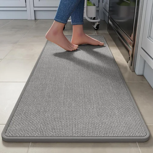 Miniatura 31 de YDKGL Tapetes de cocina para piso, alfombras de cocina súper absorbentes, antideslizantes, lavables, de lino sintético suave trenzado, alfombra
