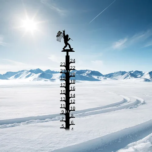 Miniatura 14 de LiveGo Iron Art - Medidor de nieve de 24 pulgadas, medidor de medición para exteriores, palo de medición de nieve desmontable de metal, estacas