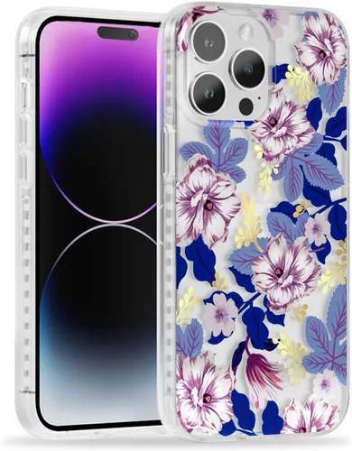 Miniatura 57 de SCORPIFY Funda para iPhone 15 Pro Max con diseño floral de Nemophila azul, bonita funda transparente para teléfono para mujeres y niñas