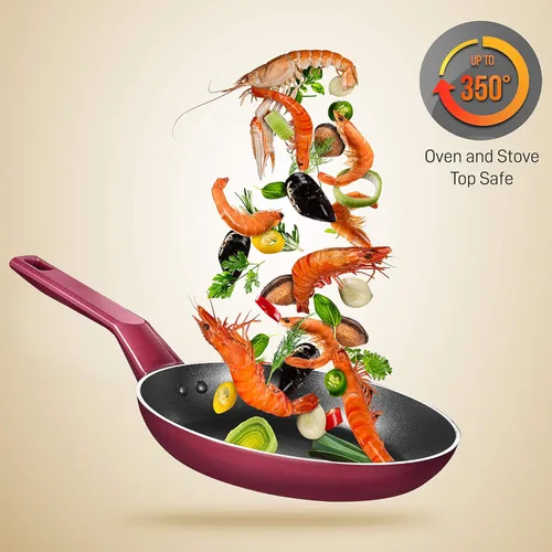 Miniatura 6 de NutriChef Juego de utensilios de cocina antiadherentes de cocina de 13 piezas, sin PTFE/PFOA/PFOS, resistentes al calor, ollas con cacerola, Rojo
