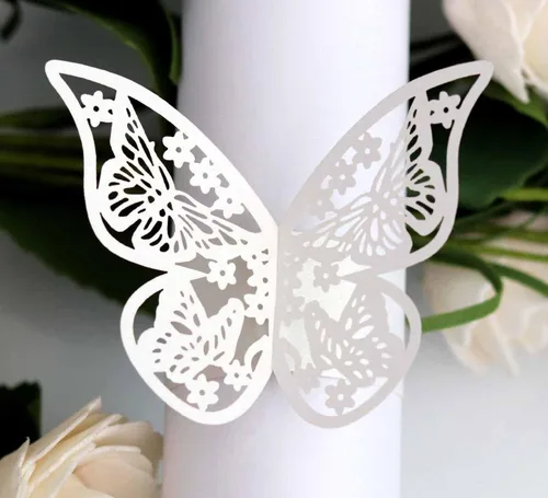 Miniatura 11 de 50 servilleteros de mariposa cortados con láser para cenas, mesas, diarios, bodas, aniversarios, fiestas, decoración de baby shower, suministros