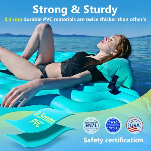 Miniatura 5 de Alfombra flotante inflable gigante mejorada 2025 - Flotador de piscina para adultos con hamaca para piscina, piscina, playa, lago para fiesta 2-Verde