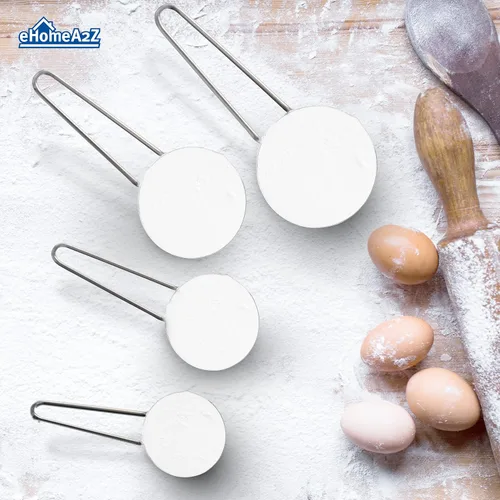 Miniatura 6 de Juego de tazas medidoras de acero inoxidable, 4 piezas de metal para utensilios de cocina líquidos secos (1, juego de 4 piezas)