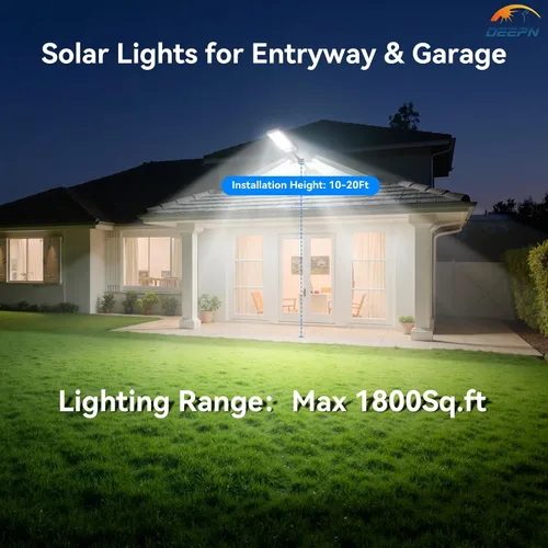 Miniatura 2 de Deepn Farolas solares para exteriores, luces solares de grado comercial para exteriores, impermeables, luz LED de estacionamiento del atardecer al