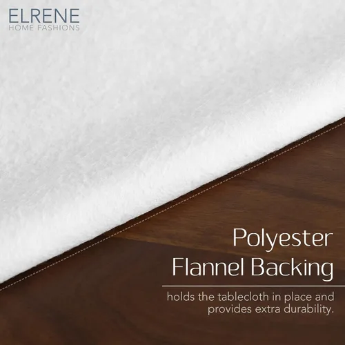 Miniatura 3 de Elrene Home Fashions - Mantel de vinilo con respaldo de franela inspirado en lino Monterey, resistente al agua y a las manchas, 52 pulgadas X 52 Azul