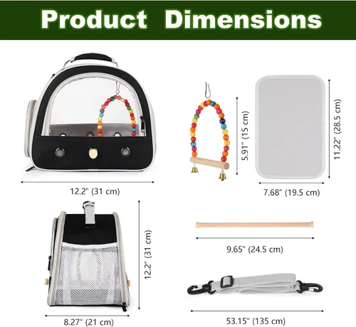 Miniatura 3 de Jaula portátil de viaje para loros con juguete pequeño oscilante y jaula, juego de juguetes coloridos para pájaros pequeños, bolsa de periquito