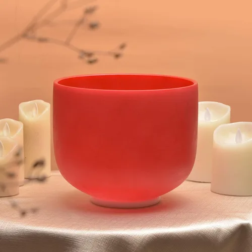 Miniatura 5 de ALIOTH Rojo C nota raíz chakra cristal cantando cuenco 8 pulgadas con sonido Bowl Suede Striker para yoga Nota C roja
