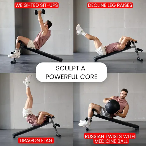 Miniatura 6 de Finer Form Gym-Quality Adjustable Sit Up Ab Bench & Decline Weight Bench for Home Gym Strength Training.