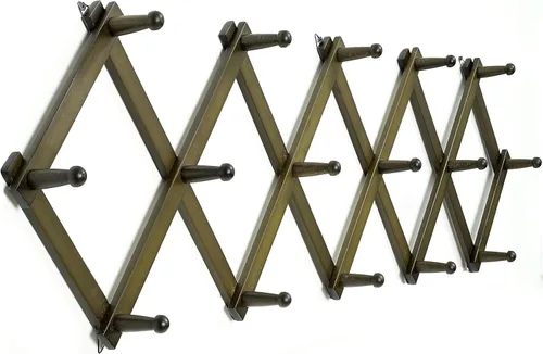 Miniatura 38 de WEBI Acordeón para colgar en la pared, percha de pared para sombreros, acordeón, expandible, de madera, montado en la pared, estante de gancho