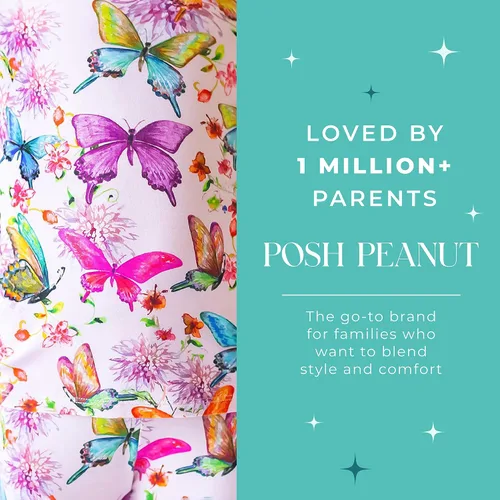 Miniatura 65 de Posh Peanut Pijamas para niñas, suaves, de viscosa de bambú para niños, pijamas a juego de manga larga para niñas