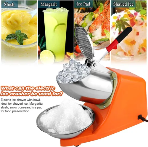 Miniatura 4 de Trituradora de hielo eléctrica con cuchillas dobles, máquina de afeitar de hielo eléctrica de 300 W (176 libras/176.4 lbs por hora, 2200 rpm)